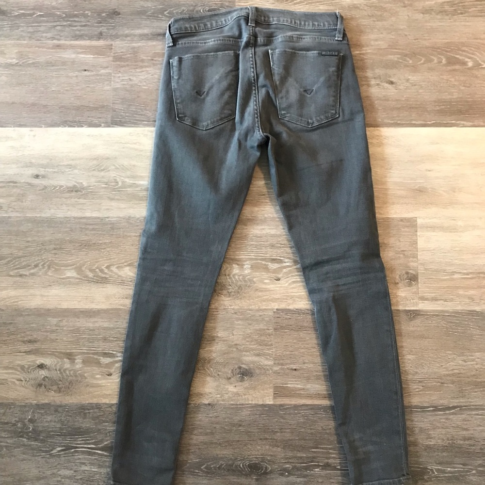 Gray distressed Hudson skinny jeans